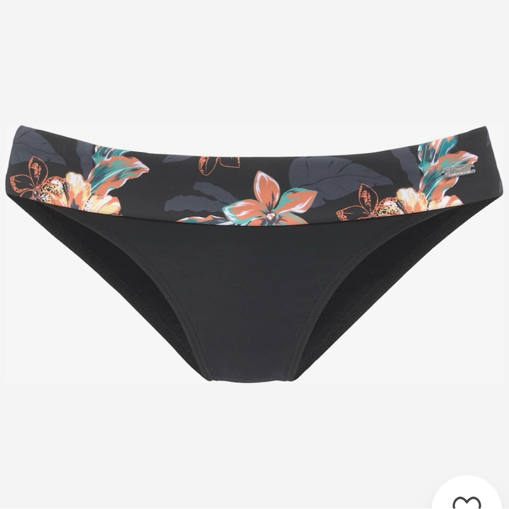 Like New Venice Beach Floral Mid-Waist Rise Black Bikini Bottoms Women’s 8 US